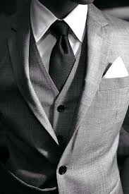 Black 3 Piece Suit With White Shirt Three Piece Grey Suit White Shirt Black Tie Mens Outfits Well Dressed Men Mens Fashion