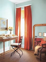 Love Love Love The Color And Design Of Curtains Against The Aqua Walls I Might Have To Copy Bedroom Orange Home Orange Curtains