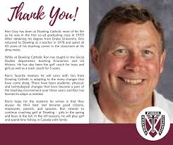 Thank you to Mr. Ron Gray for his many years of service! While he will be  greatly missed next year in the classroom, we are thankful he will still be 