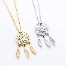 Dreamcatcher Necklace Delicate Gold Necklace Dream Catcher Necklace Simple Silver Jewelry