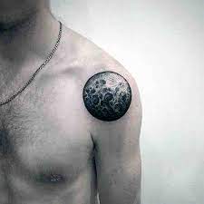 90 Moon Tattoos For Men Ship Of Light On The Sea Of Night Full Moon Tattoo Moon Tattoo Designs Moon Tattoo