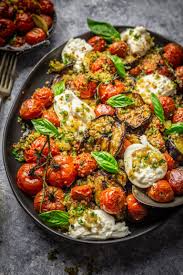 A Light Grilled Eggplant Parmesan With Roasted Tomatoes And Burrata Recipe Grilled Eggplant Roasted Tomatoes Eggplant Parmesan