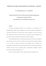 Pdf Predicting Surface Roughness In Machining A Review