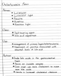 Cholestyramine Resin Nursing School Tips Science Notes Study Notes