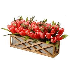 Maybe you would like to learn more about one of these? 20 Red And Brown Planter With Artificial Tulip Flowers Walmart Com Tulips Arrangement Pink Tulips Arrangement Wood Planters