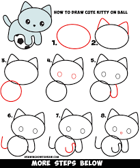 When you're done you should end up with this freaked out cat! How To Draw A Cute Kitten Playing On A Soccer Ball Easy Step By Step Drawing Tutorial For Kids How To Draw Step By Step Drawing Tutorials