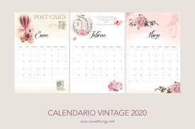 Calendarios 2020 Gratis Para Descargar My Sweet Things Calendarios Imprimibles Calendario Calendario Para Imprimir Gratis
