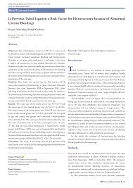 However, it is possible to become pregnant after undergoing the procedure. Pdf Is Previous Tubal Ligation A Risk Factor For Hysterectomy Because Of Abnormal Uterine Bleeding