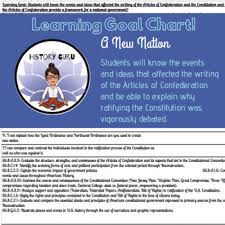 A New Nation Articles Of Confederation Constitution Learning Goal Chart