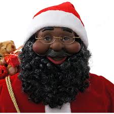 Fraser Hill Farm 48" African American Santa Climbing Out of Chimney