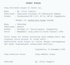 Contoh Surat Kuasa Mewakili Tanda Tangan