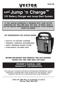 Check spelling or type a new query. Vector Vec012b Jump Start System Jump N Charge Vec12b User Manual Manualzz