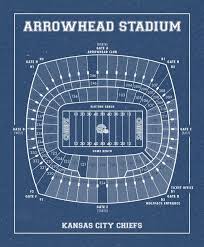 Vintage Style Print Of Arrowhead Stadium Seating Chart On