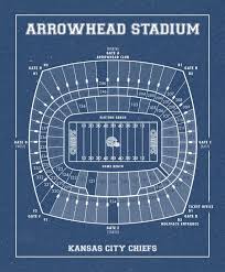 vintage style print of arrowhead stadium seating chart on