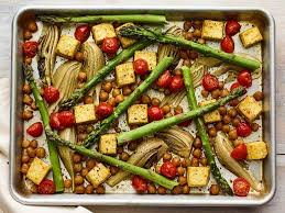 Sheet Pan Tofu With Vegetables And Crispy Chickpeas Recipe In 2020 Sheet Pan Dinners Protein Dinner Sheet Pan Recipes