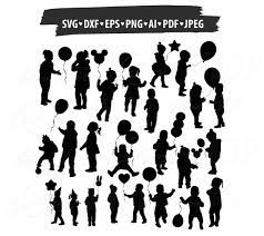 Download Cricut Child Silhouette Balloon Kids Silhouettes Shape Etsy