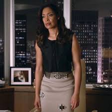 Sleeveless Black Shirt Embellished Tan Pencil Skirt Suits Jessica Pearson Outfit Lawyer Fashion Womens Fashion Inspiration Jessica Pearson