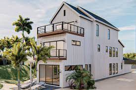Plan 62889dj Narrow New American House Plan With 3 Living Levels Beach House Floor Plans Modern Beach House Narrow Lot House Plans