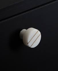 Classic american style, unique hollow design. Gold And White Marble Knob Romanelli Round Knob