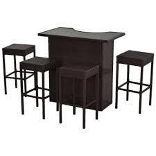 Toadstool table and stool set. Ssline 5 Piece Patio Bar Table Stool Set Outdoor Rattan Bar Dining Table With 4 Stools
