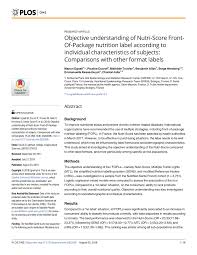 Pdf Objective Understanding Of Nutri Score Front Of Package Nutrition Label According To Individual Characteristics Of Subjects Comparisons With Other Format Labels