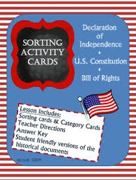 Declaration Of Independence U S Constitution Bill Of Rights Sorting Declaration Of Independence Text Evidence Bill Of Rights