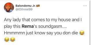 Rema comes through with a brand new single titled soundgasm produced by london. Rqwryuyt Gmghm