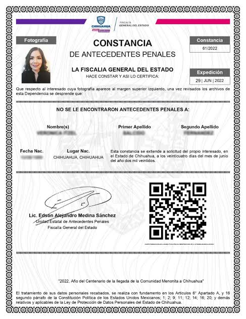 Carta de Antecedentes No Penales