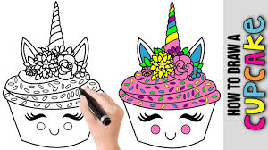 How To Draw Unicorn Cupcake Kawaii Cute Easy Drawings Tutorial For B Unicorn Drawing Easy Drawings Drawing Tutorial Easy