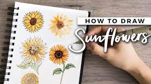 How To Draw Sunflowers Doodle With Me Tutorial Youtube Here presented 50+ sunflower drawing easy images for free to download, print or share.
