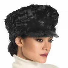 ERIC JAVITS PERSIAN CAP IN OFF WHITE ITALIAN LAMB FUR WITH LOGO BUCKLE  PACKABLE