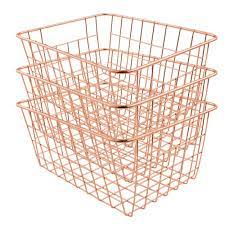 Jucoan 4 pack metal wire storage baskets, rose gold wire baskets with handles, pantry organizer storage bins for kitchen, pantry, closet, laundry room, cabinets, garage 4.8 out of 5 stars 69 1 offer from $23.99 Buy Soho Wire Storage Basket Rose Gold Fabfinds