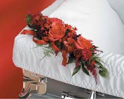 Search for flowers with us. Red Casket Adornment Arranged By A Florist In Saint Johns Mi Al Lin S Floral Gifts