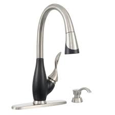 Get free shipping on qualified brushed nickel, delta bathroom faucets or buy online pick up in store today in the bath department. Delta Satori Ez Anchor Single Handle Pull Down Sprayer Kitchen Faucet With Soap Dispenser In Stainless Black 19915 Sbsd Dst The Home Depot Kitchen Faucet Faucet Soap Dispenser