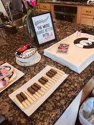It features bold musical notes in a assortment of colors on a solid black. Musicthemed Party Decorations