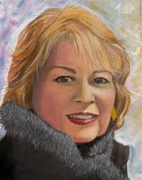 Missing you today Mom. My sisters tell me this painting reminds them of our  mom when she was younger. "Prim" 24" x 24" Acrylic