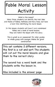 They often have animals as the main characters. Fable Moral Lesson Activity And Sort Lessons Activities Fable Lessons Morals