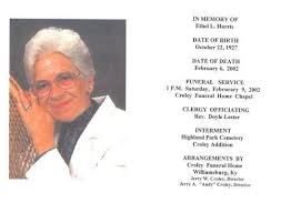 Ethel Philpot Harris Memorial Card Funeral Services Memorial Cards Family History