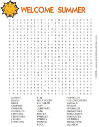 Welcome Summer Word Search Summer Words Free Printable Word Searches Kids Word Search