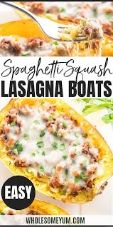Low Carb Stuffed Spaghetti Squash Lasagna Boats Recipe With Meat In 2020 Recipes Low Calorie Casserole Keto Recipes Easy
