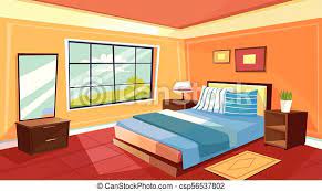 Maybe you would like to learn more about one of these? Vector Cartoon Bedroom Interior Background Template Cozy Modern House Room In Morning Light Illustration With Sofa Mirror Canstock
