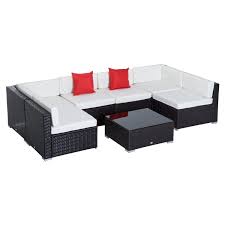 Outsunny 7 Piece Outdoor Patio Furniture Set With Dark Brown Rattan Wicker Perfect For Garden Deck And Backyard White Outdoor Furniture Sale Buy Outdoor Furniture Luxury Sofa