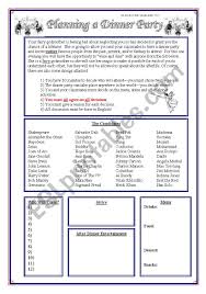 These dinner party essentials will help you plan, entertain, and cook your way to a better dinner taste tests are one of my favorite dinner party activities because everyone gets involved, you get to. Fantasy Dinner Party Esl Worksheet By Douglas