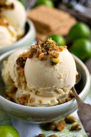 Key Lime Ice Cream With Graham Cracker Pistachio Crumb Topping A Family Feast Lime Recipes Key Lime Ice Cream Lime Ice Cream