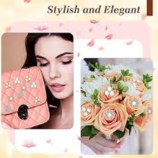 جيوسار 80 قطعة من ازرار اللؤلؤ وحجر الراين، بروش من اللؤلؤ الصناعي، بروش  مرصع باحجار الراين الفضية، دبابيس بروش من احجار الراين الكريستالية، دبابيس  بروش لصنع باقات الزفاف والمجوهرات والحرف اليدوية :