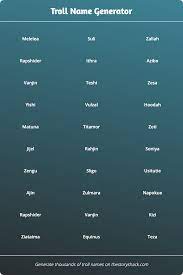 Troll Name Generator 1000s Of Random Troll Names