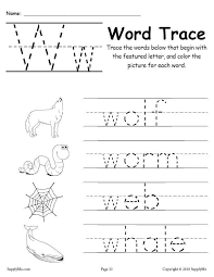 Letter W Words Alphabet Tracing Worksheet Supplyme