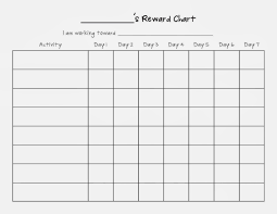 weekly reward chart blank template for children venocor