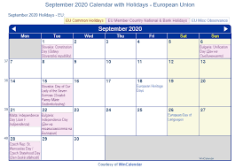 Print Friendly September 2020 Eu Calendar For Printing Calendar Calendar Design Prints
