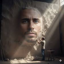 Creating realistic stone sculpture of a man